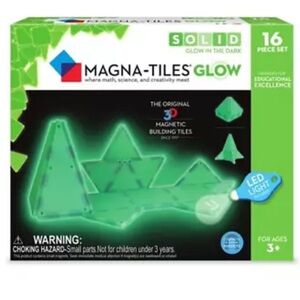 Magna-Tiles 16-Piece Glow in The Dark LED Creativity Educational STEM  N…